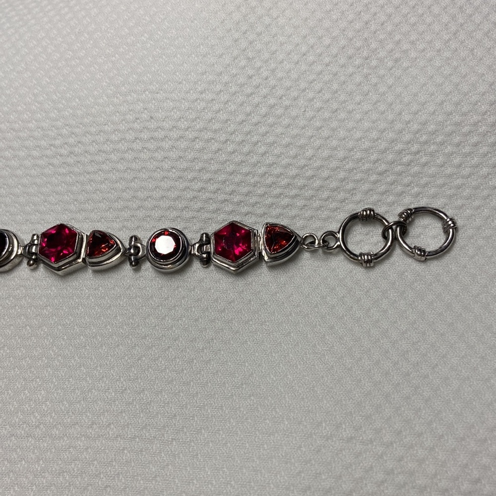 Women’s silver and red and orange stone with toggle clasp - Picture 4 of 4